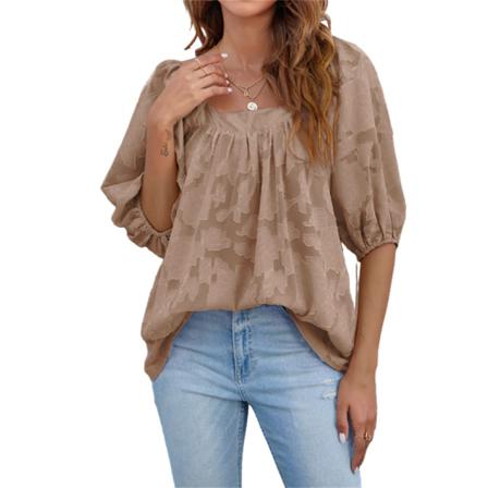 Casual Damblus Volang Plisserad Hollow Loose-fit Shirt Dance