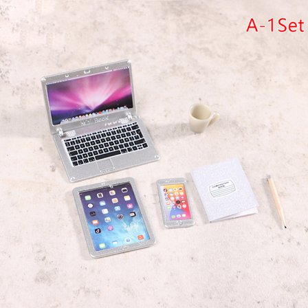 1:12 Dukkehus Miniatyr Bærbar Telefon Tablet Skrivebordslampe Bok