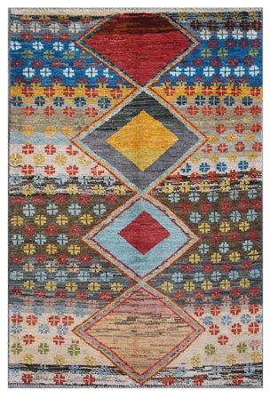 Moroccan Berber - Afghanistan Hand Knotted 115X174 Rug Dark Red/Dark Grey Afghanistan