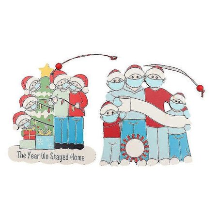 Jule Familie Dekorationer Karantæne Familietræ (flerfarvet) (2 stk)