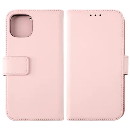 Rvelon Plånboksfodral Läder för iPhone 12 och 12 Pro - Rosa