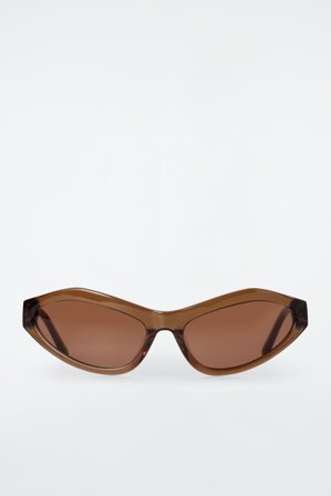 COS Frauen Eckige Cat Eye Sonnenbrille in Braun