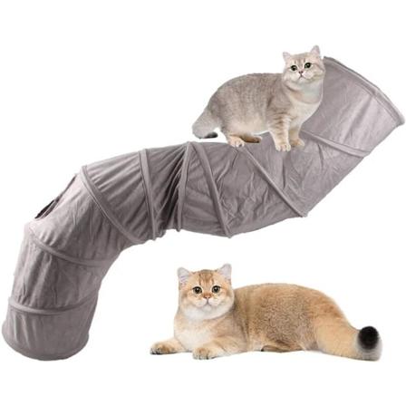 25 x 132 cm sammenklappelig katte legetunnel, legetunnel, rasletunnel til killinger, kaniner, små dyr, grå