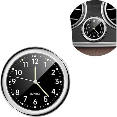 1-pak - Bil Dashboard Ur - Højpræcisions Lysende Ur - Lille Mini Analogt Ur