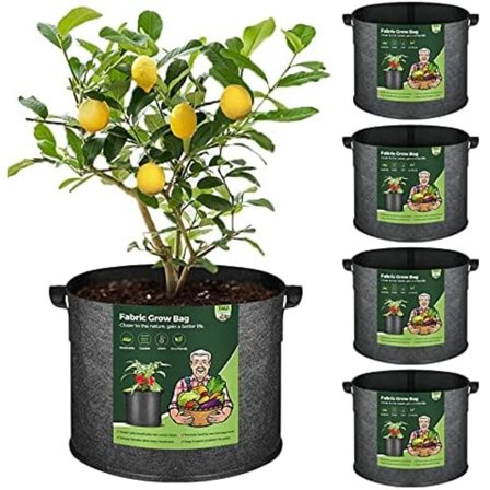 10 gallon planteposer med håndtag 5-pak, stofpotter Grow B
