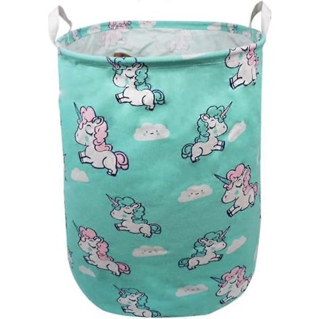 Vasketøjskurv Stor Vasketøjskurv, Enhjørningekurve til Børn, Lærredsbeholdere til Piger, Legetøj til Børn, Tøj, Teal