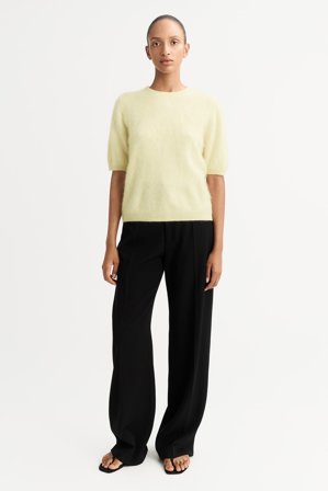 Soft Goat - Brushed Short Sleeve - Women cashmere sweater - S - Lemon