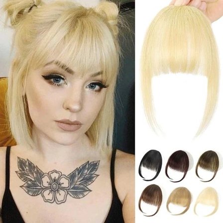 Clip-in-luggar. 100 % äkta hår, tunna luggar med clip-in-fäste