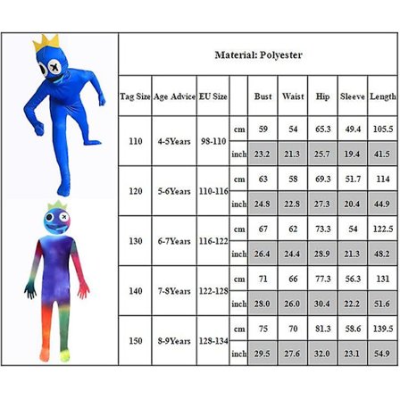 4-9 Years Kids Rainbow Friends Cosplay Costume Halloween Jumpsuit Party Fancy Dress Up Outfit Gifts -a