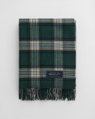 GANT - Pledd i ekstra fin merinoull tartan green
