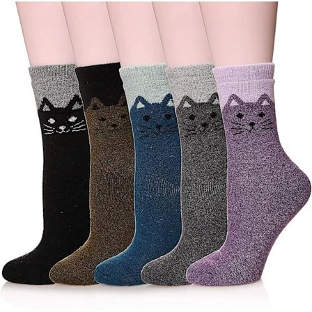 Uldstrømper til kvinder, bløde, varme, hyggelige, tykke, hverdagsstrømper, 5 par