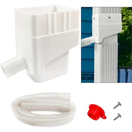 Regnvattenuppsamlingssystem Stuprörsavledningskit med 1,2 m Slang UV-beständig Vit