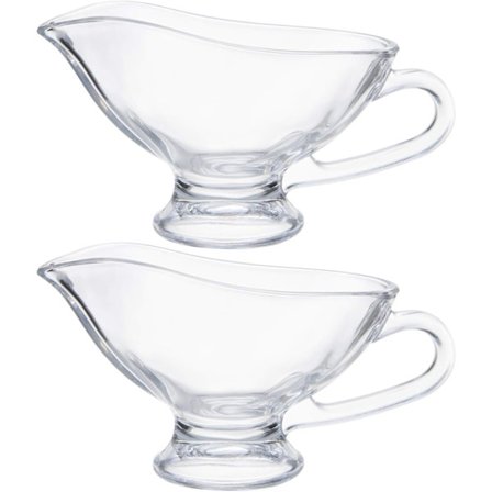 2-pack 11 oz Saucy Glass Gravy Dish med handtag, genomskinlig såssnipa för matsal, helgdagsmåltider och fester