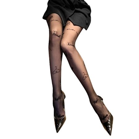 Kvinnor Sexiga genomskinliga tunna Strumpbyxor Bowknot klädhängare Mönstrade tatueringstrumpbyxor Print Svarta skira Leggings Strumpor Klubbkläder