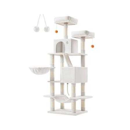 Rootz Cat Skrapstolpe - Kattträd - Skrapare - Spånskiva - Plysch - Sisal - Robust konstruktion - Enkel montering - 55cm x 45cm x 168cm