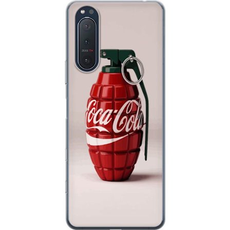Yhteensopiva Puhelinkuori Sony Sony Xperia 5 II Taiteellinen kuva Coca Cola -granaatista punaisena ja vihreänä, pop-art-inspiroitu motiivi leikkisä