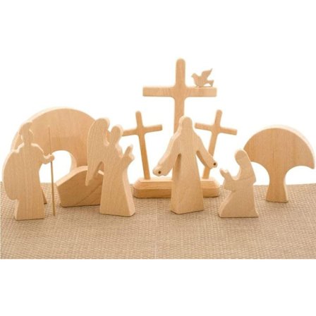 Træscene dekoration til påske Lillebitte påskekrybbe Jesus krybbe Dekorationer