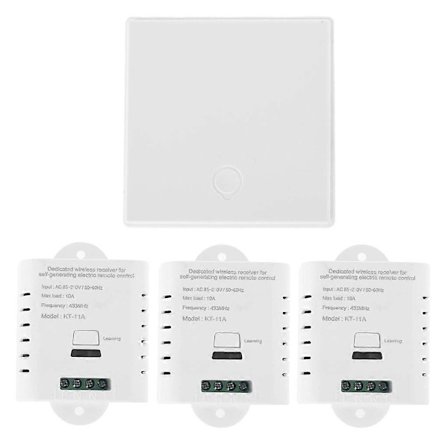 1 sett Selv-drevet Trådløs Mottakermodul med 1/2/3-knapps bryter for lys lampe TV AC85-250V