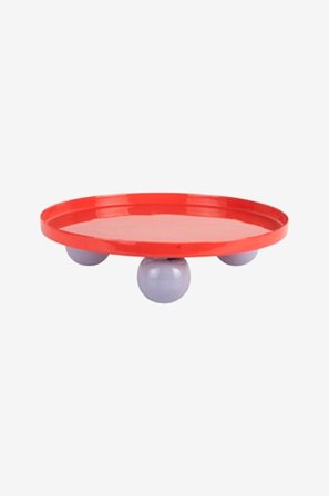 Present Time - Bricka Dubbel Funky Round Large - Röd - Brickor - Från Homeroom