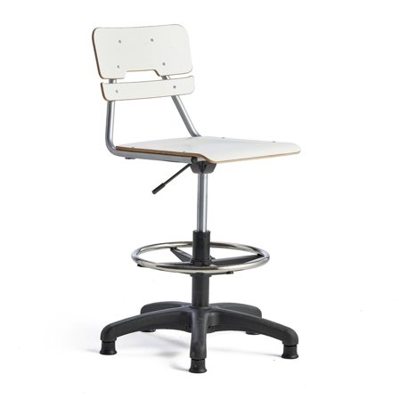 Chair LEGERE height adjustable, large seat, with glidefeet, H 500-690 mm, white