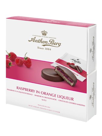 Anthon Berg Raspberry in Orange Liqueur, 16 pcs