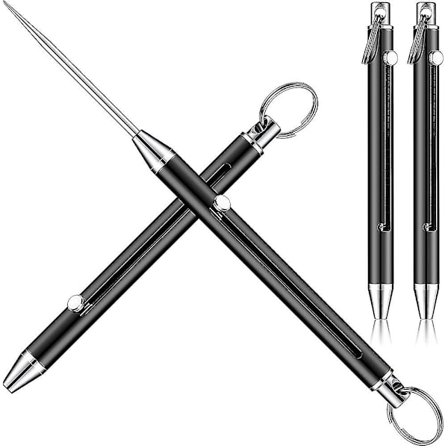 2 stk. Bærbare Titanium Tandstikker Lomme Tandstikker Nøglering Teleskopisk Integreret Tandstikker Metal Tandstikkerholder