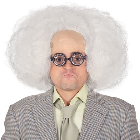 Professor Krøllete Hvit Parykk