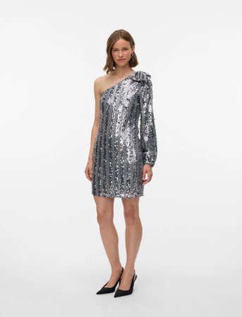 Vero Moda Vmefa One Shoulder Short Dress Jrs Ga - Silver - S