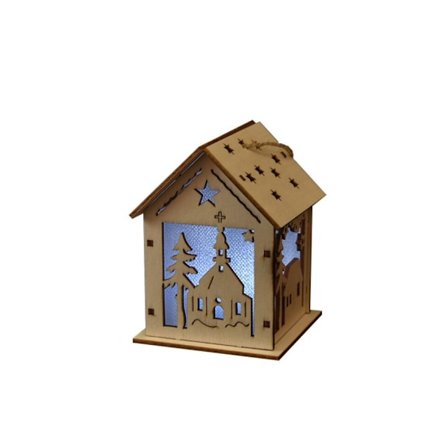 2 KPL Joulukoriste Puutalo Valokoju 7X7X9CMHOUSE 7x7x9cmHouse_YF