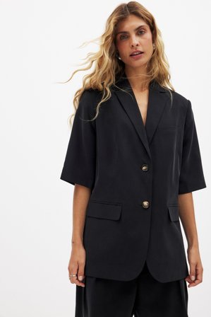 NA-KD Short Sleeve Blazer - Business tøj - Sort - EU 38