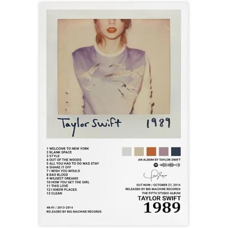 Pop-laulaja Taylor Swift -kangasjuliste huoneen estetiikkaan, kangasseinätaide, makuuhuone 1989 1989 20*30CM