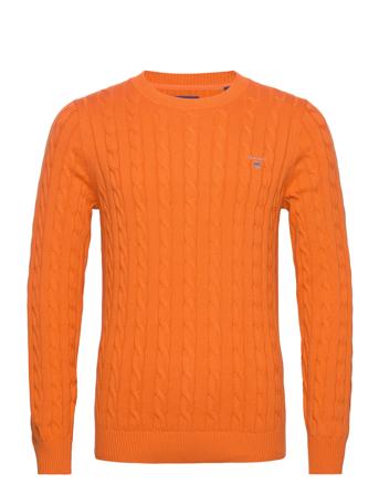 Cotton Cable C-Neck Strikkegenser M. Rund Krage Oransje GANT*Betinget Tilbud