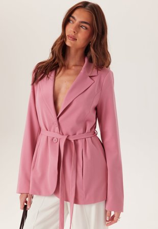 BUBBLEROOM Belt Detail Blazer Pink 34