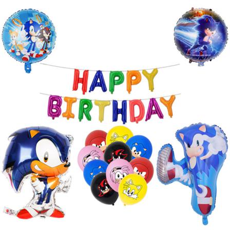 Sonic The Hedgehog Grattis På Födelsedagen Dekorationsballonger För Barn