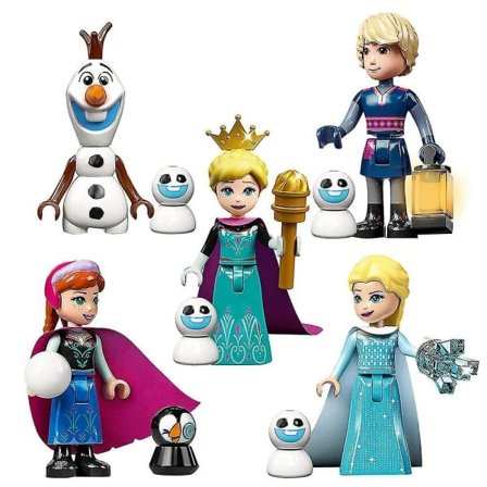 Hot tilbud til lav pris! 5 stk./sæt Frozen Series Minifigurer Byggeklodser Sæt, Elsa Anna Mini Action Figurer Legetøj til børn - Glad