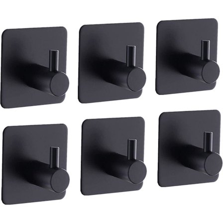 Håndklædekroge, ingen boring, 6 stykker, selvklæbende, vægkroge, dørkroge, badeværelseskroge, mat, ideel til badeværelse, toilet, køkken