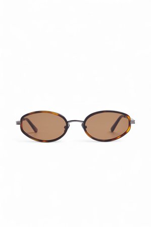 Premium Selection Oval Frame Sunglasses - Solbriller - Brun - One Size