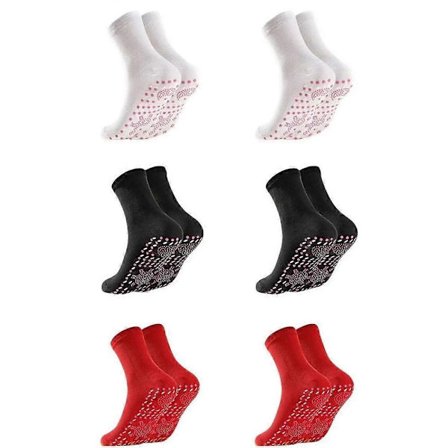 Selvopvarmende sokker med nano-varmeteknologi, terapeutisk massage, åndbar komfortpasform til brug hele dagen, 3 par