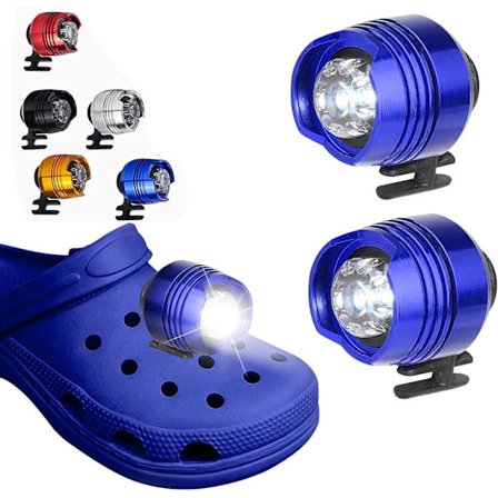2 stk LED Croc (farge: blå) skoslys, frontlykter for Croc, små lys, 2 stk morsomme Croc-frontlykter for sko, små LED-lys for voksne og barn Crocs