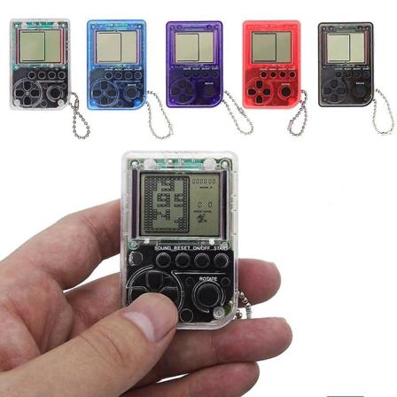 Minikonsol Spelmaskin Handhållen Nostalgisk Mini Spelkonsol med Nyckelring Tetris Videospel Barn Barn Presenter