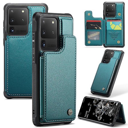 CASEME C22-serie for Samsung Galaxy S20 Ultra-deksel i skinn + TPU-telefondeksel med 5 kortspor