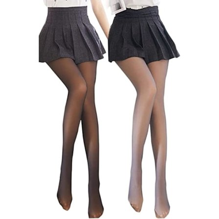 Falske gjennomsiktige varme fleece strømpebukser kvinner slankende varm fleece fôret stretchy leggings bukse 2 par leggings