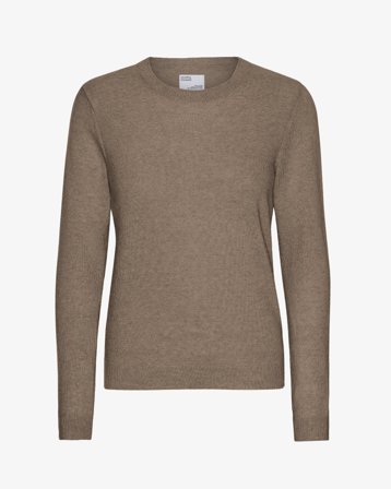 Women Light Merino Wool Crew - Warm Taupe XL