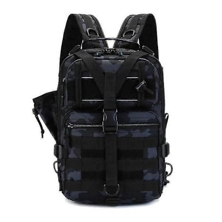 Fisketaske med stangholder, multifunktionel udendørstaske til opbevaring af fiskeudstyr Sort camouflage