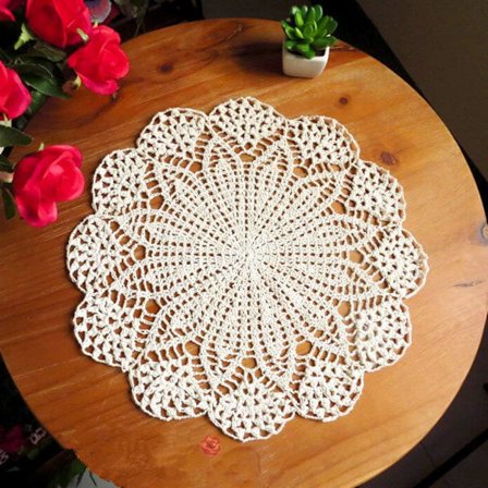 2 st handgjorda virkade spetsdukar i bomull för bord, vintage bordsdekoration