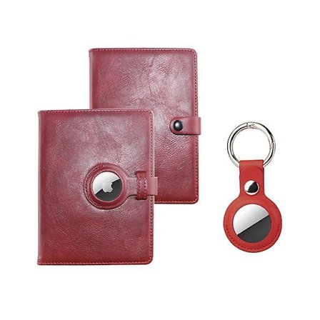 Airtag Wallet Case With Card Holder Passport Wallets Passport Covers Rfid Blocking Airtag Keychain Case Pu Leather Black