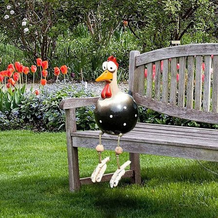 (Svart) Hønsehage Dekor, Kyllingstatuer Hagedekorasjon, ZQKLA
