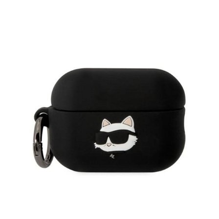 Karl Lagerfeld KLAP2RUNCHK AirPods Pro 2-deksel svart/svart Silikon Choupette Head 3D
