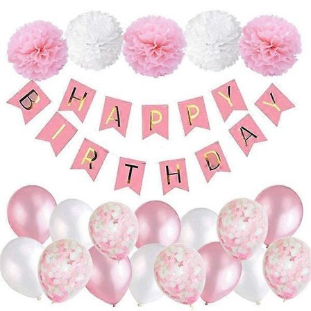 Tillykke med fødselsdagen Ballonsæt Juhlasisustus Balloner PINK pink