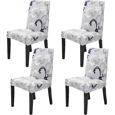Spisestuestole Betræk Sæt med 4, Stræk Højt Ryglæn Spisestuestol Betræk, Aftageligt Vaskbart Stolbeskyttelse til Spisestue